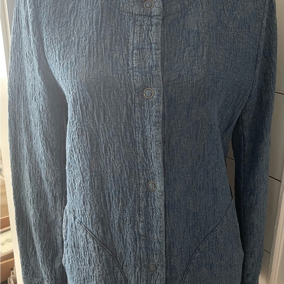 Pure Jill Indigo Denim Blue Crinkle Jacket - Picture 5 of 5